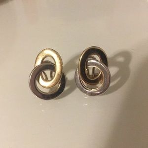 Gold and silver stud earrings